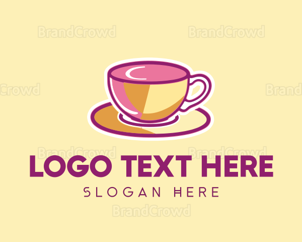 Pink Yellow Coffee Tea Cup Logo