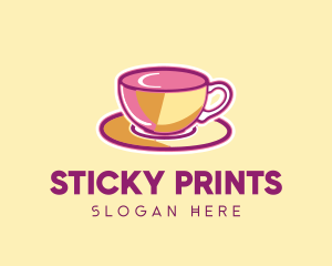 Pink Yellow Coffee Tea Cup Logo