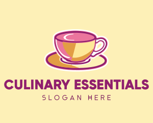 Kitchenware - Pink Yellow Coffee Tea Cup logo design