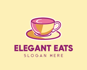 Pink Yellow Coffee Tea Cup logo design