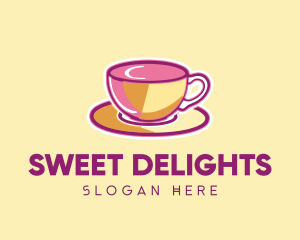 Pink Yellow Coffee Tea Cup logo design