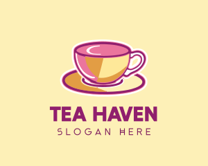 Pink Yellow Coffee Tea Cup logo design