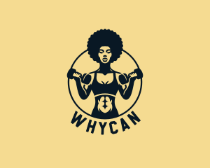 Afro Woman Fitness Gym Logo