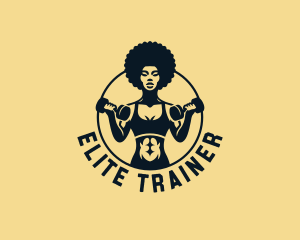 Afro Woman Fitness Gym logo design