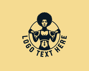 Strong - Afro Woman Fitness Gym logo design