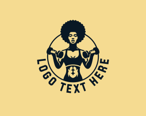 Afro Woman Fitness Gym Logo