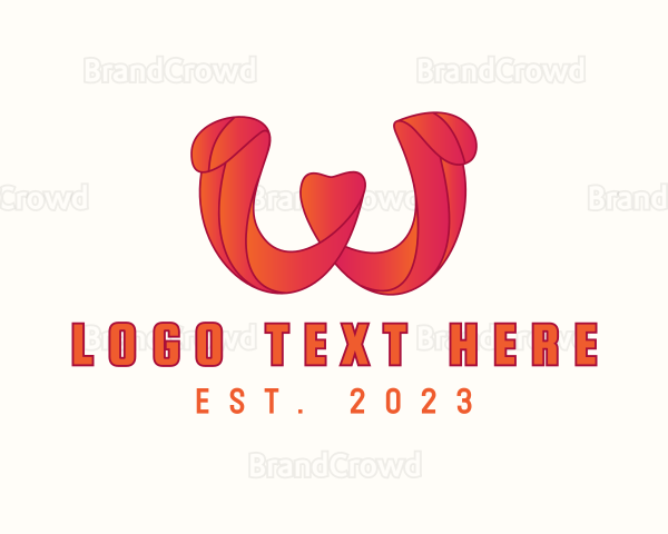 Gradient Ribbon Letter W Logo