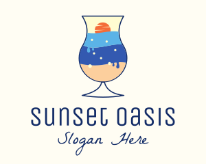 Sunset Tropical Drink logo design