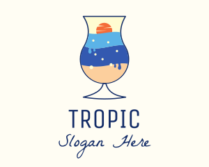 Sunset Tropical Drink logo design