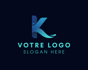 Blue - Water Purifier Letter K logo design