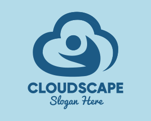 Blue Man Cloud logo design