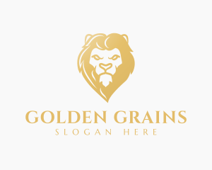 Golden Lion Head logo design