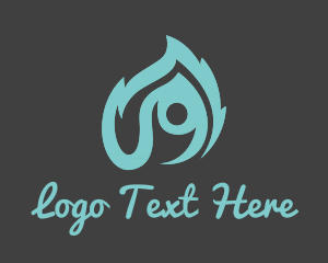 Heating And Cooling - Blue Flame Fire Person logo design