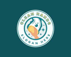 Sponge Hand Wash Cleaning logo design