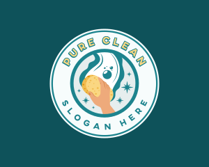 Sponge Hand Wash Cleaning logo design