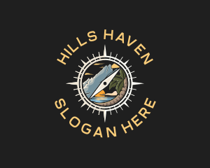 Hills - Travel Destination Compass logo design