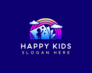 Rainbow Book Kid logo design