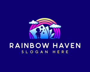 Rainbow Book Kid logo design