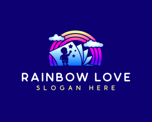 Rainbow Book Kid logo design