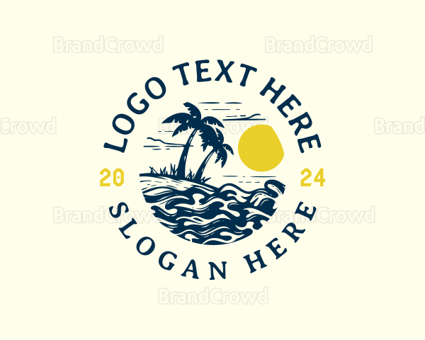 Retro Palm TreeI sland Logo