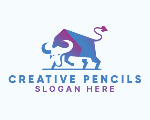 Tough Gradient Bull logo design