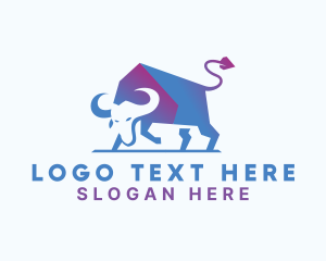 Startup - Tough Gradient Bull logo design