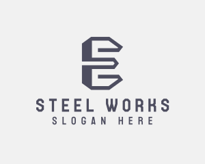 Steel - Industrial Steel Construction Letter E logo design