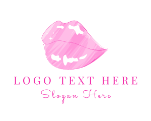 Beauty Blogger - Pink Lips Lipstick logo design