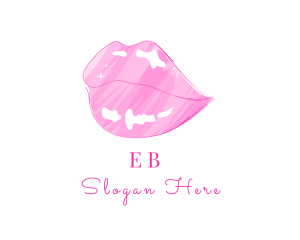 Feminine - Pink Lips Lipstick logo design