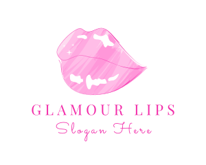 Pink Lips Lipstick  logo design