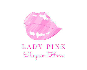 Pink Lips Lipstick  logo design