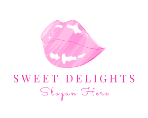 Pink Lips Lipstick  logo design