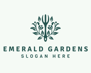 Floral Gardening Fork logo design