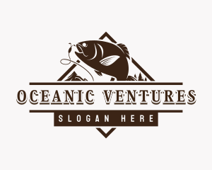 Trout Fishing Seafood logo design