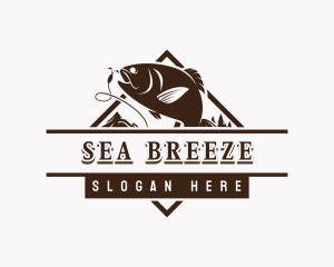 Trout Fishing Seafood logo design