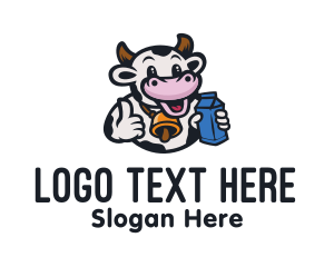 Milkshake - Cow Milk Mascot logo design