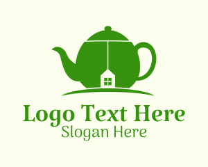 Tea Kettle - Green Teapot House logo design