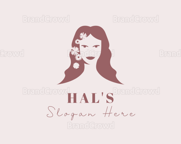 Woman Hair Flowers Logo