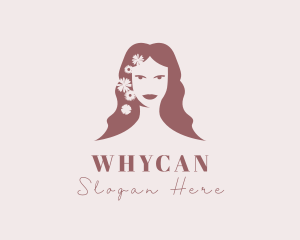 Woman Hair Flowers  Logo