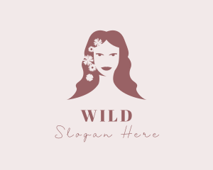 Woman Hair Flowers  Logo