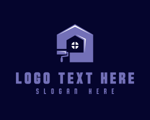 House - Renovation Paint Roller logo design