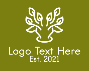 Vegan - Minimalist Cow Plant logo design
