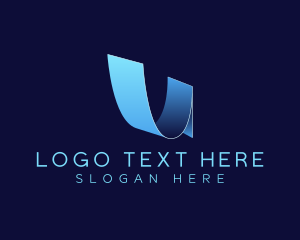 Paper - Paper Curve Structure Letter U logo design