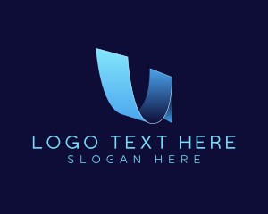 Fold - Paper Curve Structure Letter U logo design