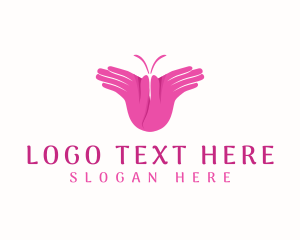 Therapeutic - Butterfly Hand Gesture logo design