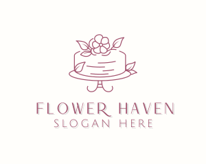 Flower Cake Dessert logo design