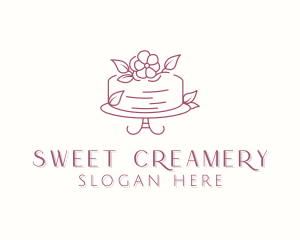 Flower Cake Dessert logo design