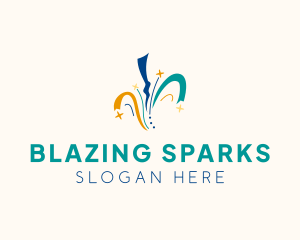 Pyrotechnics - Ribbon Sparkles Confetti logo design