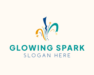 Ribbon Sparkler Confetti logo design