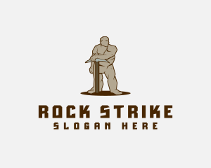 Mining Pickaxe Golem logo design